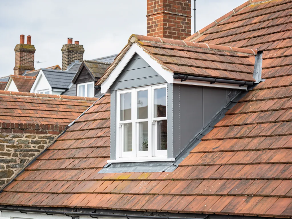 Lead flashing on a porch roof