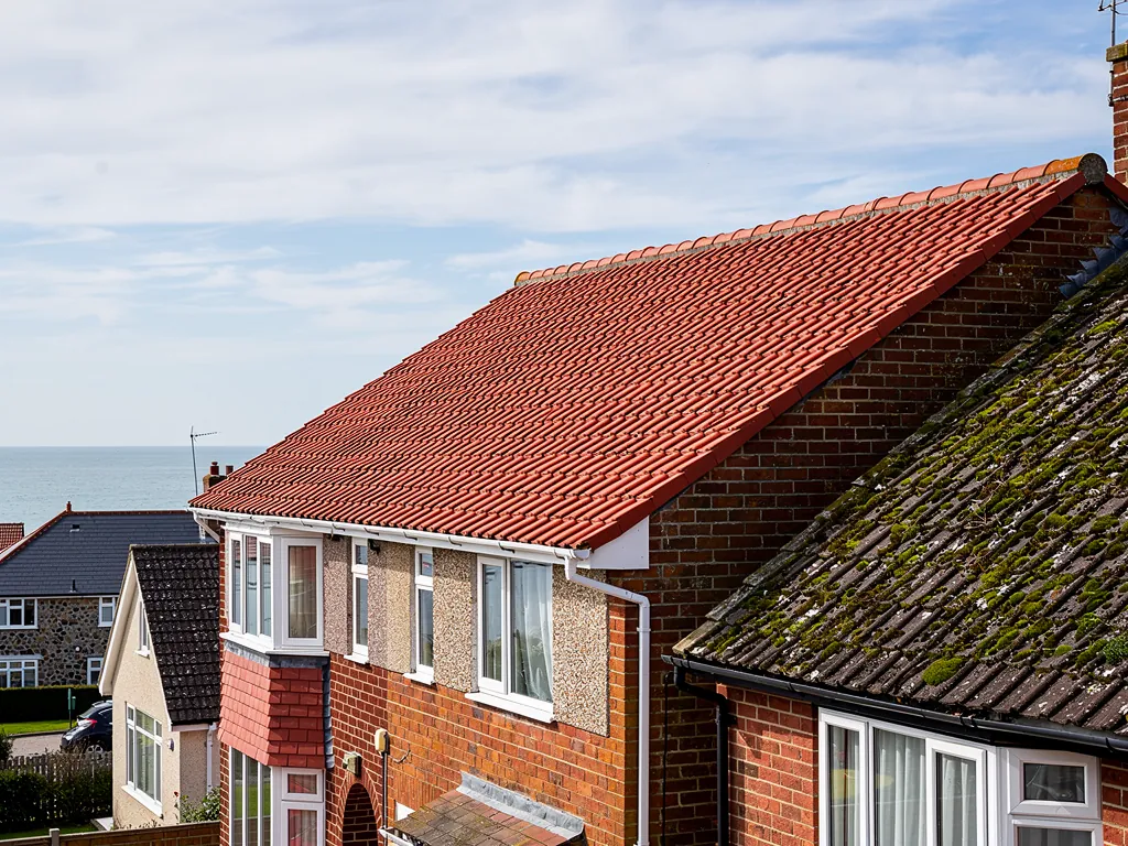 A clean tiled roof after moss removal